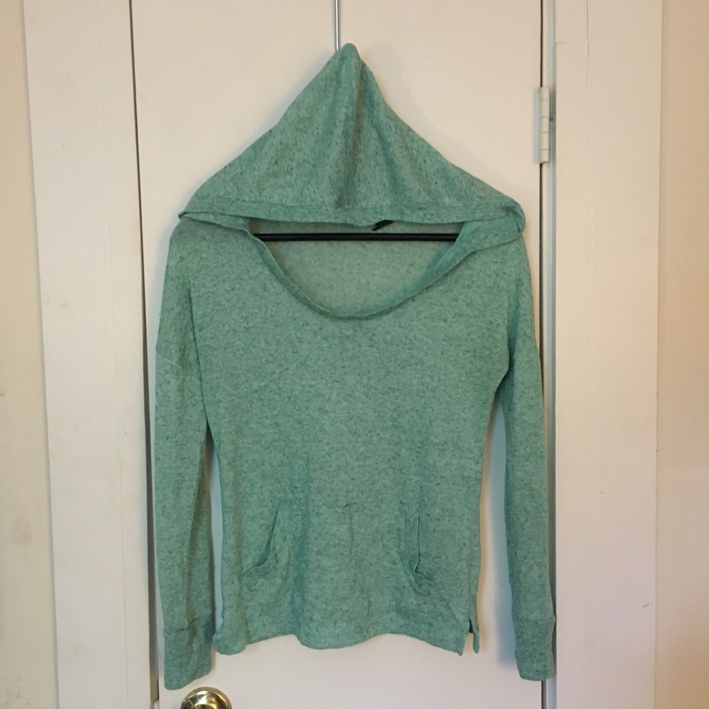 Mint Green Light Weight Hooded Bat Wing Sweater